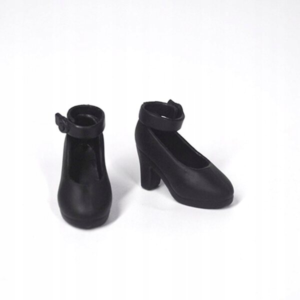 Scarpe in plastica nere per bambole 1:6 con tacco alto per Blythe e similari