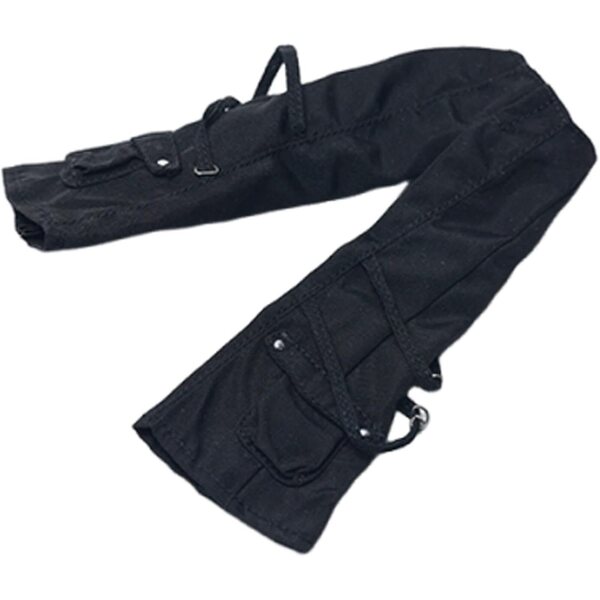 Abbigliamento per Action Figure Femminili 1/12 Pantaloni Cargo Neri in Tessuto di Qualità