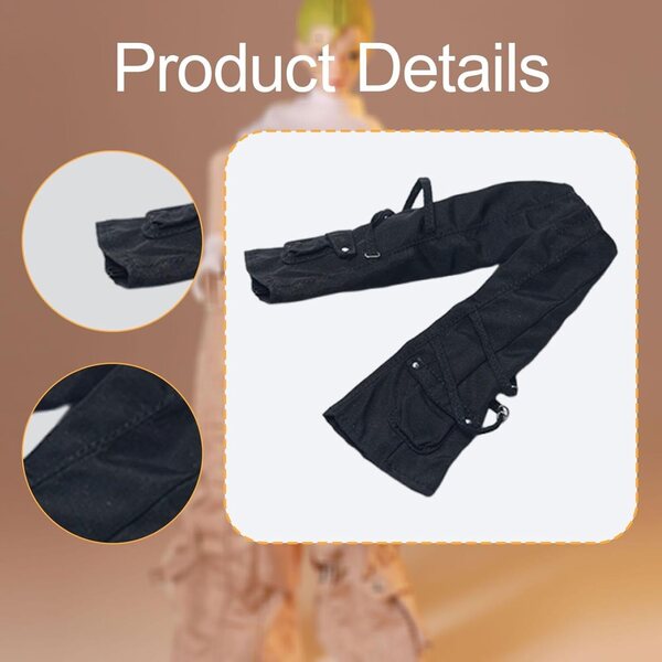 Abbigliamento per Action Figure Femminili 1/12 Pantaloni Cargo Neri in Tessuto di Qualità