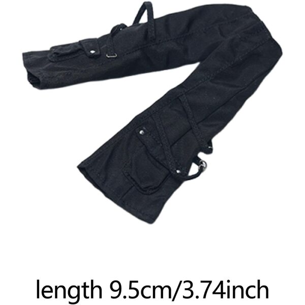 Abbigliamento per Action Figure Femminili 1/12 Pantaloni Cargo Neri in Tessuto di Qualità