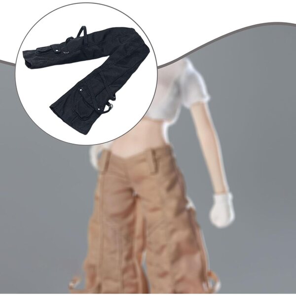 Abbigliamento per Action Figure Femminili 1/12 Pantaloni Cargo Neri in Tessuto di Qualità