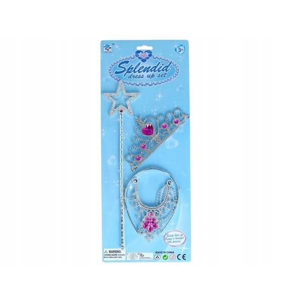 Prinzessin-Zubehör-Set mit Krone, Halskette und rosa Zauberstab für Kinder