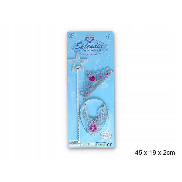 Prinzessin-Zubehör-Set mit Krone, Halskette und rosa Zauberstab für Kinder