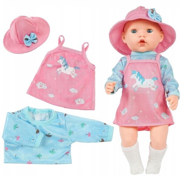 Kleidungsset für 35–45 cm große Puppen mit hochwertigem Kleid, Hut und T-Shirt
