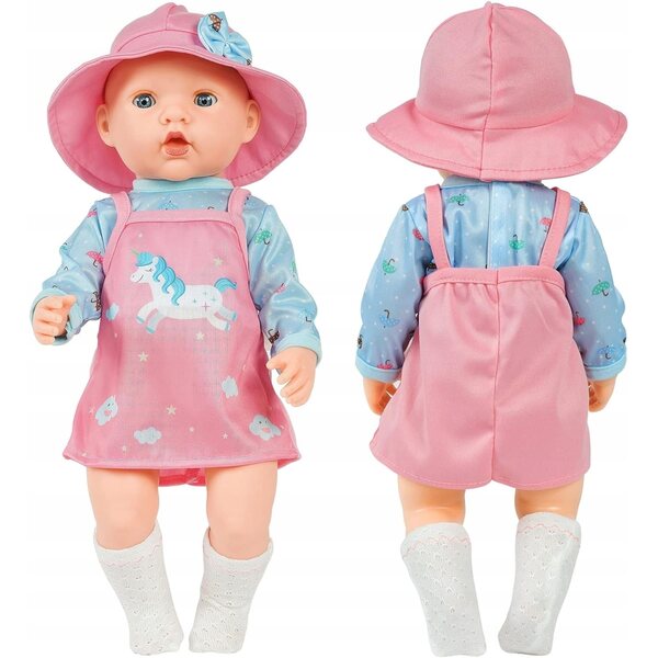 Kleidungsset für 35–45 cm große Puppen mit hochwertigem Kleid, Hut und T-Shirt