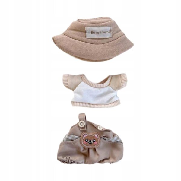 Set di 3 capi d'abbigliamento per bambole di 17 cm stile khaki con cappello