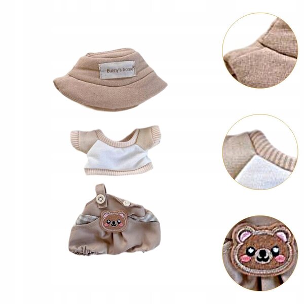 Set di 3 capi d'abbigliamento per bambole di 17 cm stile khaki con cappello