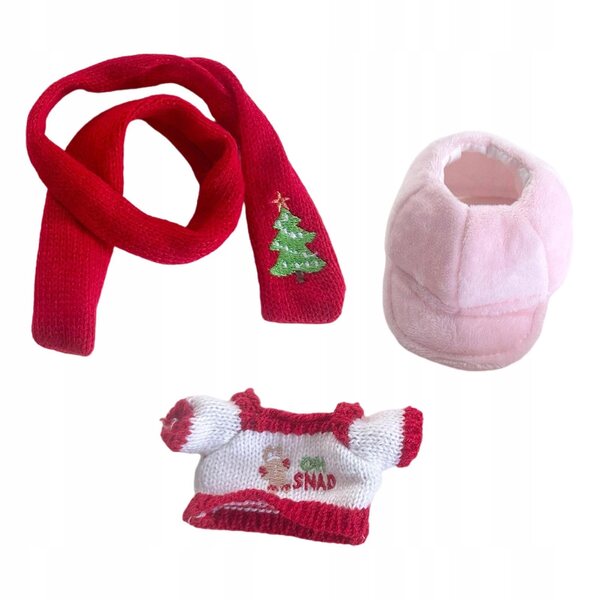Kleidung für Puppen 15–17 cm, 3-teiliges Set, Weihnachtspullover aus weichem Stoff
