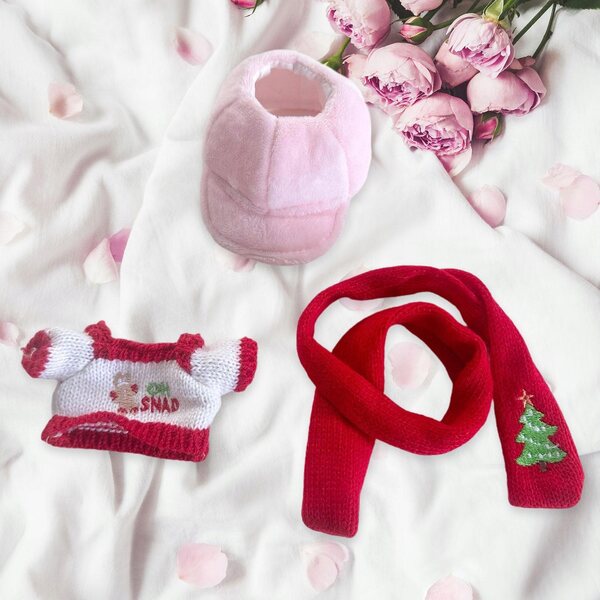 Kleidung für Puppen 15–17 cm, 3-teiliges Set, Weihnachtspullover aus weichem Stoff