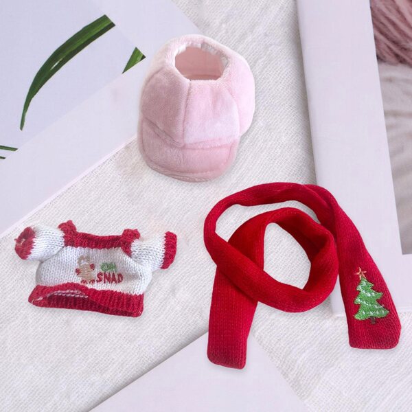 Kleidung für Puppen 15–17 cm, 3-teiliges Set, Weihnachtspullover aus weichem Stoff