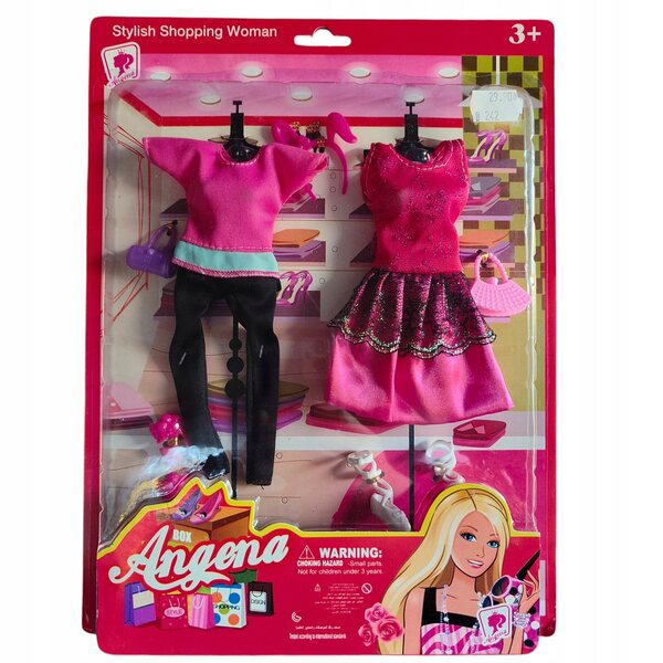 Puppenkleidung: 2 in 1 buntes Kleid, Schuhe und Tasche für 30-cm-Puppen