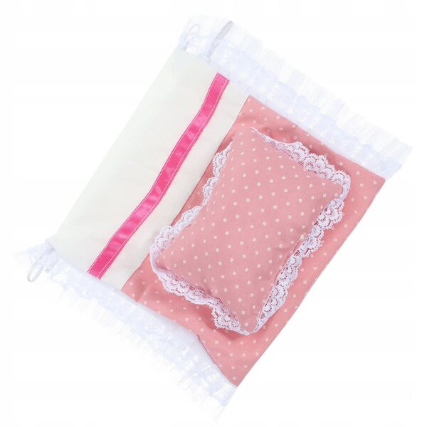Rosa Bettwäscheset für Puppenhausbett aus Baumwollstoff