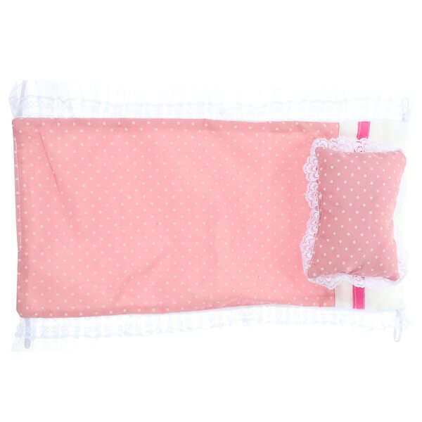 Rosa Bettwäscheset für Puppenhausbett aus Baumwollstoff