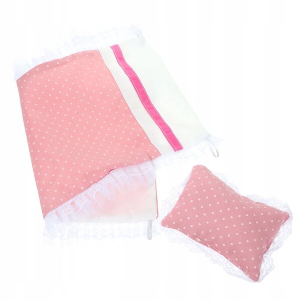 Rosa Bettwäscheset für Puppenhausbett aus Baumwollstoff