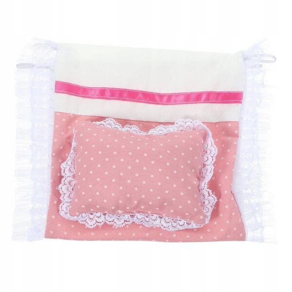 Rosa Bettwäscheset für Puppenhausbett aus Baumwollstoff