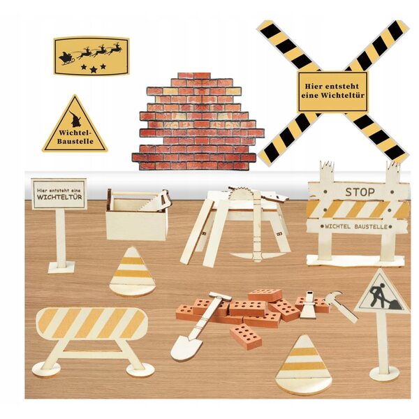 Set di Accessori in Legno per Elfo Pastrocchione 26 Pezzi - Cantiere Natalizio