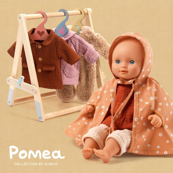 DJeco Impermeabile per bambole Pomea, 30-34 cm, con cappuccio