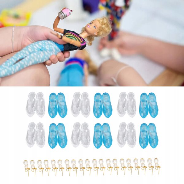 Set di mini scarpe e orecchini colorati per bambole, 80 pezzi in plastica