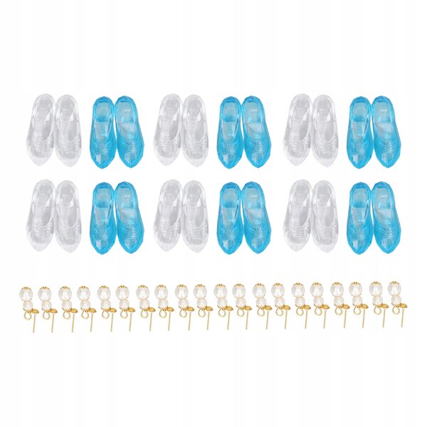 Set aus bunten Mini-Schuhen und Ohrringen für Puppen, 80 Stück aus Kunststoff