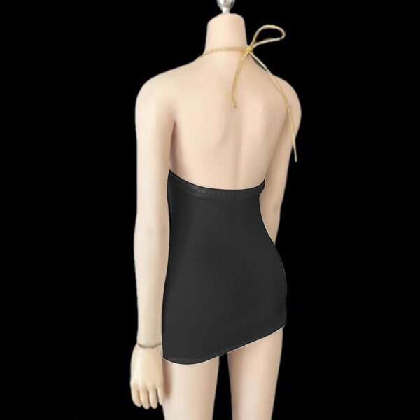 Schwarzes Kleid aus Stoff für 1/6 Puppen – weibliche Miniatur 12'', weich und widerstandsfähig