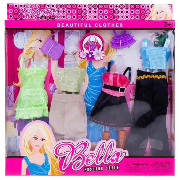 Puppenkleidung mit Kleidung, Schuhen und Taschen – Komplettes Spielset