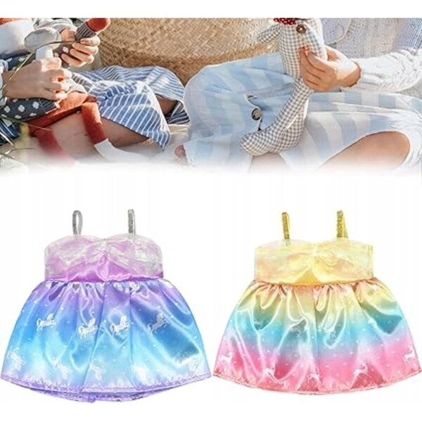Set 2 vestiti rosa per bambole con unicorno - abiti giocattolo per bambini