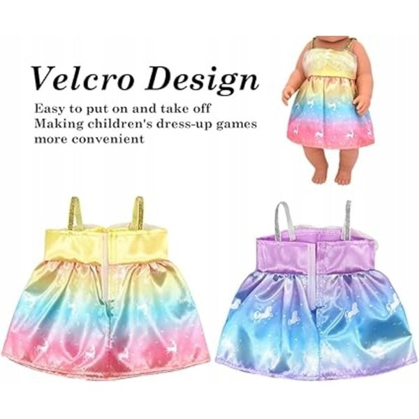 Set 2 vestiti rosa per bambole con unicorno - abiti giocattolo per bambini