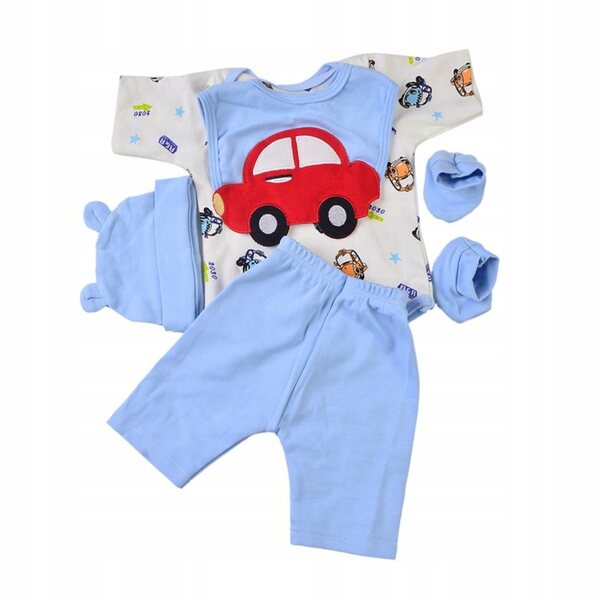 5-teiliges Set mit blauer Kleidung für wiedergeborene Puppen von 55–58 cm