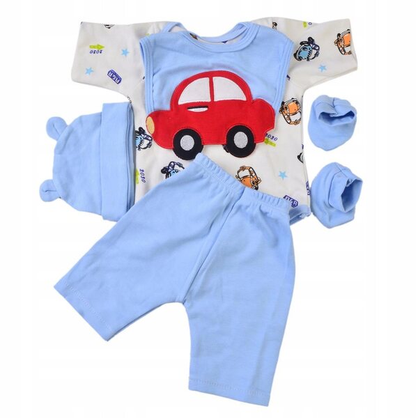 5-teiliges Set mit blauer Kleidung für wiedergeborene Puppen von 55–58 cm