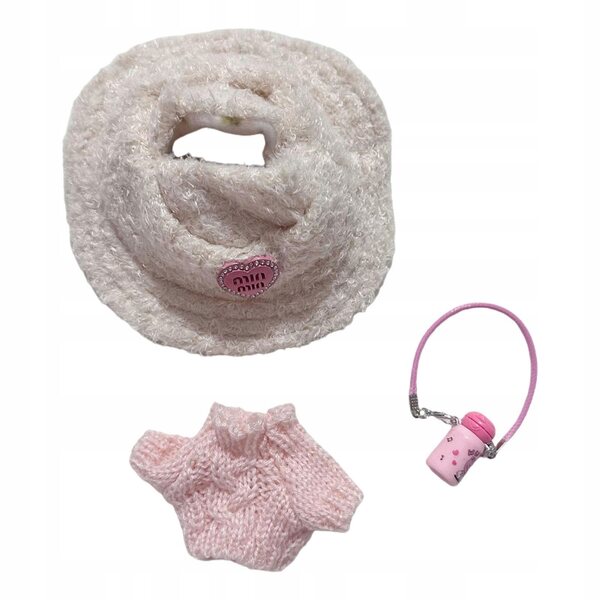 Rosa Kleidungsset für Minipuppen 15–17 cm mit Hut und Accessoires