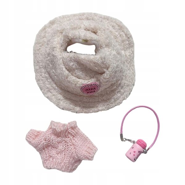 Set di abiti rosa per mini bambole 15-17 cm con cappello e accessori