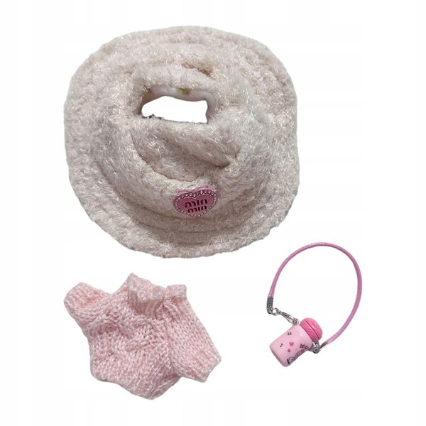 Set di abiti rosa per mini bambole 15-17 cm con cappello e accessori