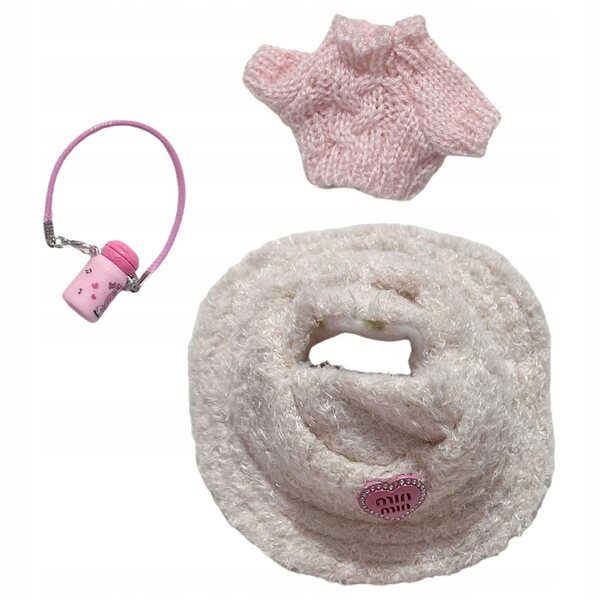 Set di abiti rosa per mini bambole 15-17 cm con cappello e accessori