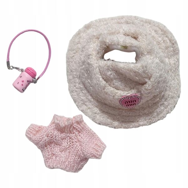 Set di abiti rosa per mini bambole 15-17 cm con cappello e accessori