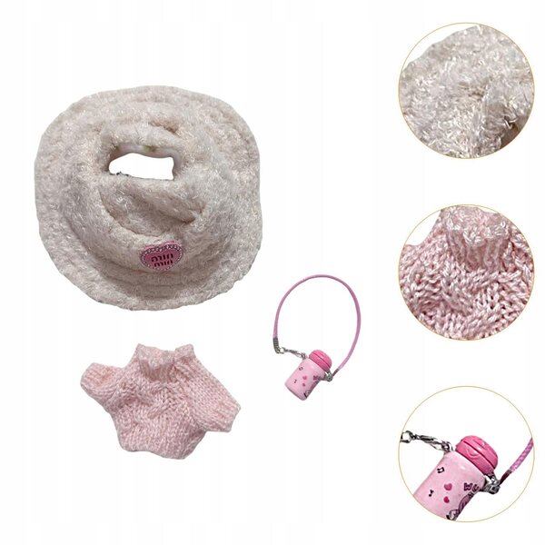 Set di abiti rosa per mini bambole 15-17 cm con cappello e accessori