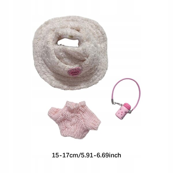 Set di abiti rosa per mini bambole 15-17 cm con cappello e accessori
