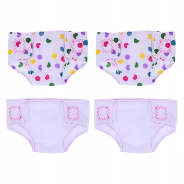 Set 4 Pannolini in Tessuto per Bambole - Accessori Colorati e Riutilizzabili