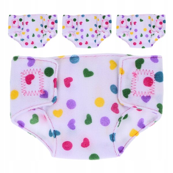 Set 4 Pannolini in Tessuto per Bambole - Accessori Colorati e Riutilizzabili