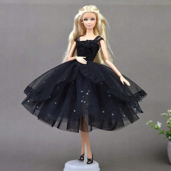 Elegantes Abendkleid für 12 1/6-Zoll-Puppen mit Spitzendetails