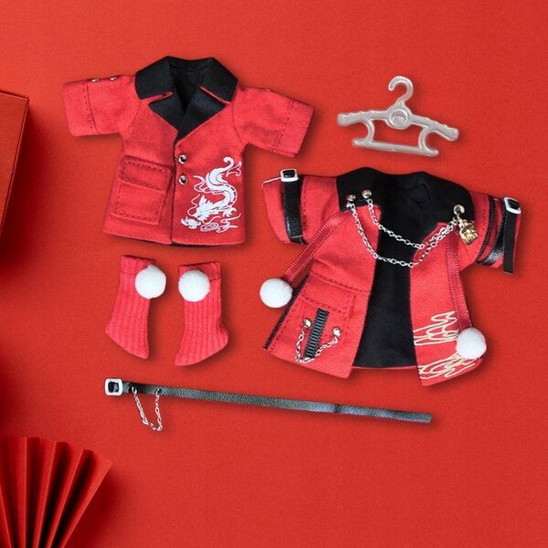 Set Abbigliamento Rosso per Doll Capodanno - Costume Morbido per Bambole OB11