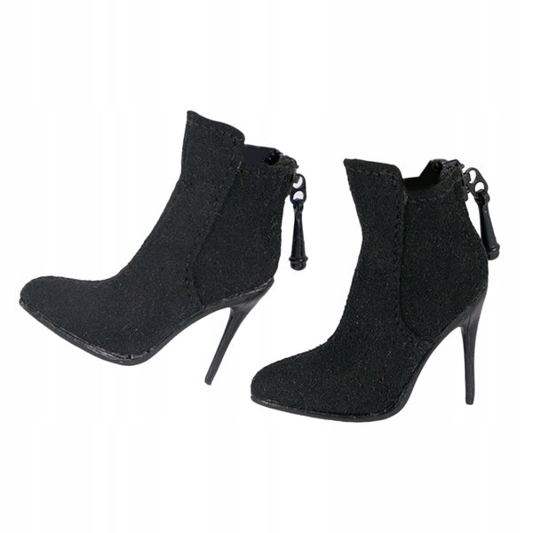 Buty na obcasie w skali 1:6 Trwałe, czarne stylowe buty dla 12-calowej kobiety