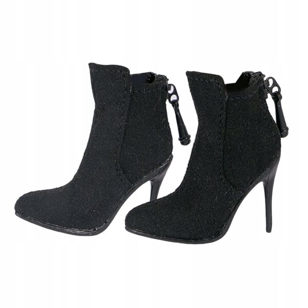 Buty na obcasie w skali 1:6 Trwałe, czarne stylowe buty dla 12-calowej kobiety
