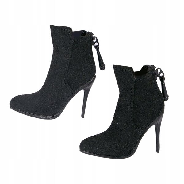 Buty na obcasie w skali 1:6 Trwałe, czarne stylowe buty dla 12-calowej kobiety