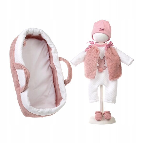 Bekleidungsset für Llorens-Puppen mit rosa Tasche und weicher Baumwollkleidung