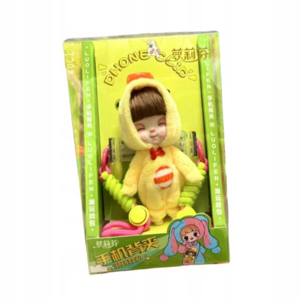 Kleiner gelber Enten-Deko-Puppenschlafsack mit praktischem Telefonclip