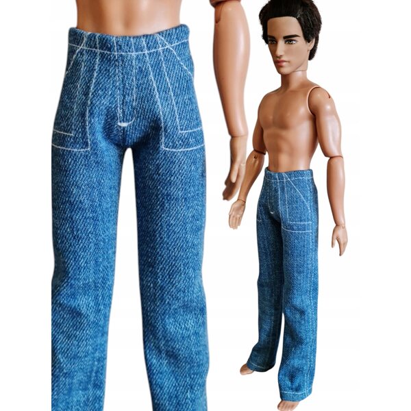 Blaue Jeans für eine Modepuppe im Jungen-Stil - Kleidungsaccessoire