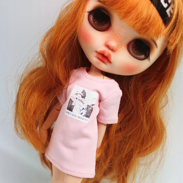 Maglietta con Stampa per Bambole Blythe 1/6 - Abbigliamento Moda Rosa