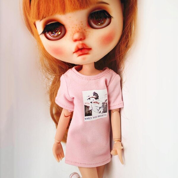 Maglietta con Stampa per Bambole Blythe 1/6 - Abbigliamento Moda Rosa