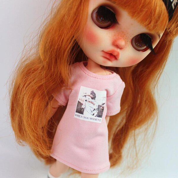 Maglietta con Stampa per Bambole Blythe 1/6 - Abbigliamento Moda Rosa