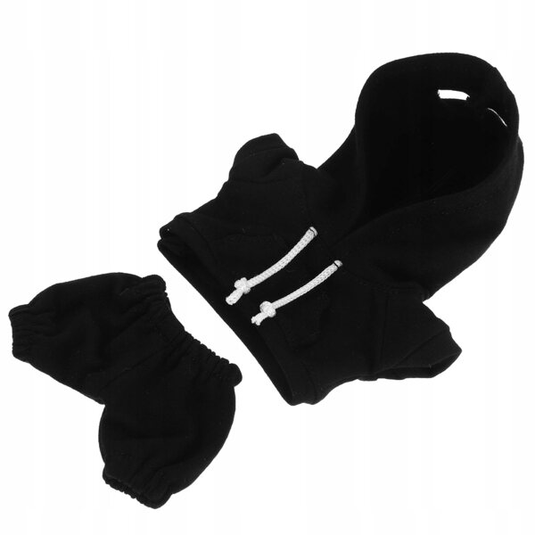 Set abbigliamento nero con felpa con cappuccio per bambole da 17 cm